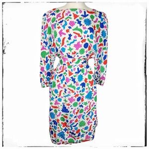 Vintage Handmade 80's Confetti New Wave Dress Size Medium